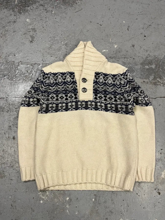 AW2006 Dolce & Gabbana Navy Beige Buttoned Sweater dtdSMdZ 2