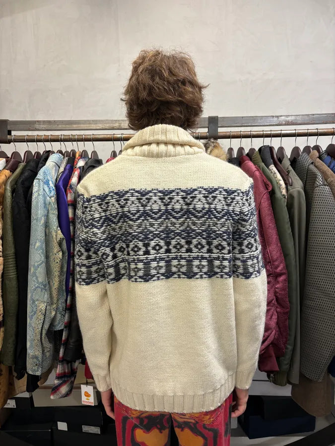 AW2006 Dolce & Gabbana Navy Beige Buttoned Sweater dtdSMdZ 3