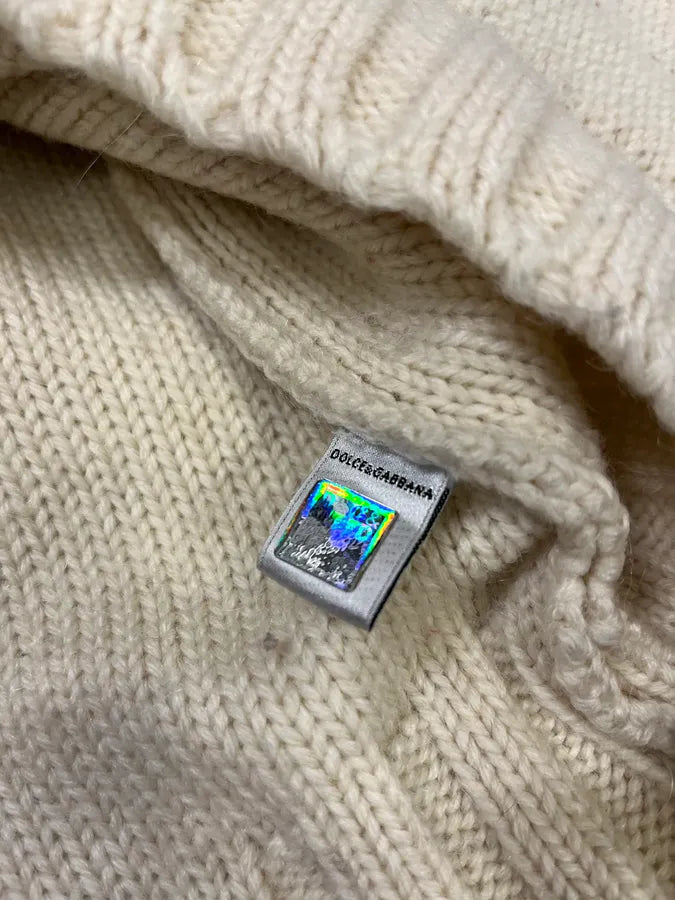 2000s Dolce & Gabbana Navy Beige Buttoned Sweater dtdSMdZ 8