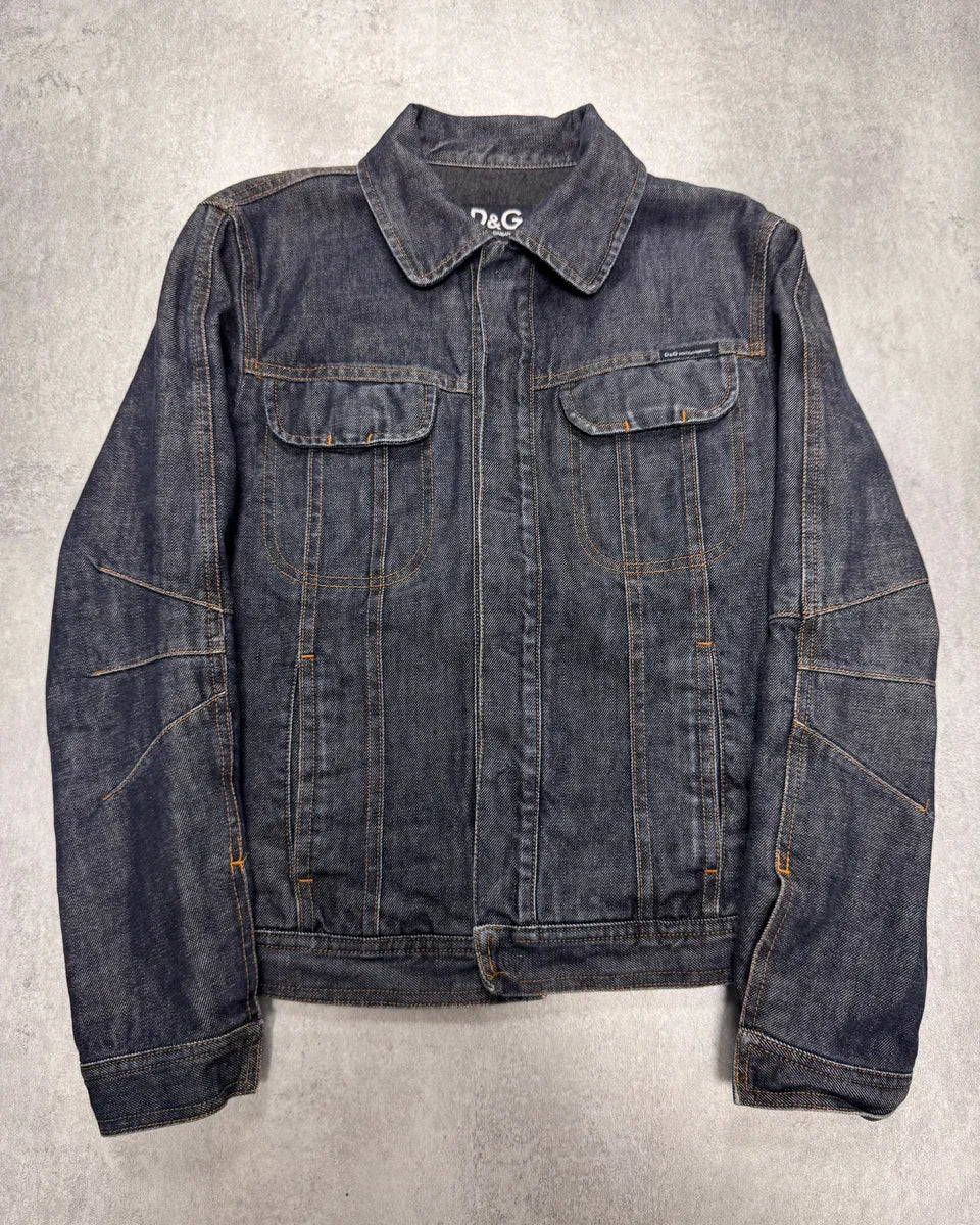 2000s Dolce & Gabbana Navy Blue Denim Jacket xaWyRko 0