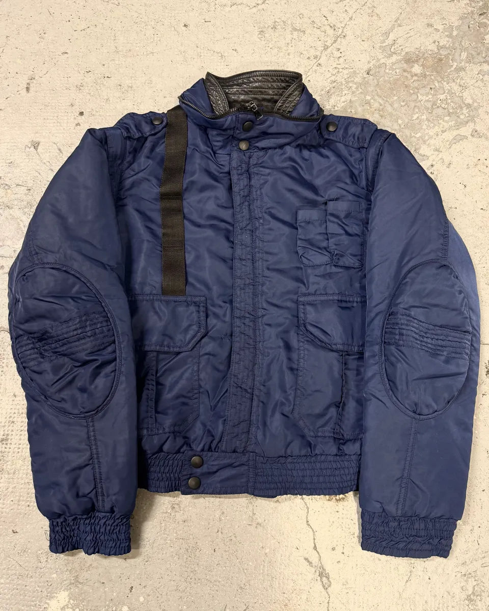 2000s Dolce & Gabbana Navy Bomber Jacket with Detachable Sleeves (M) 2