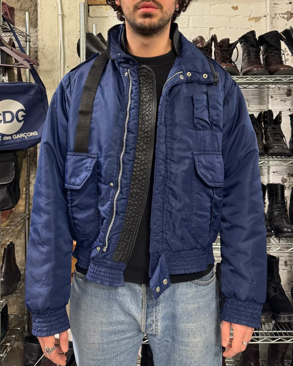 2000s Dolce & Gabbana Navy Bomber Jacket with Detachable Sleeves (M) 0