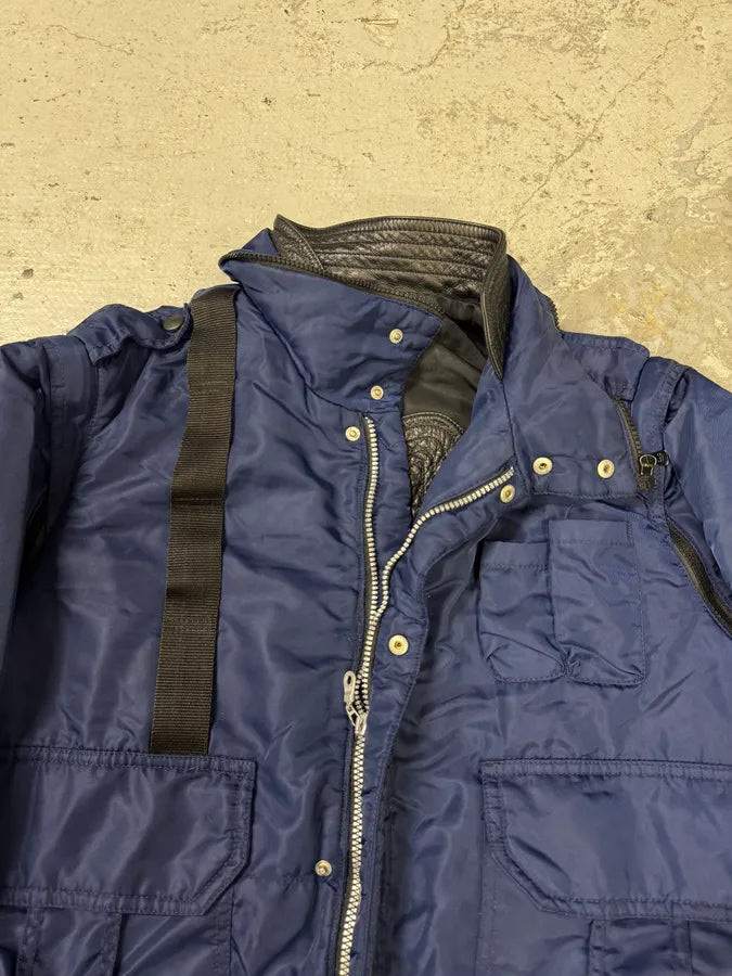 2000s Dolce & Gabbana Navy Bomber Jacket with Detachable Sleeves (M) 10