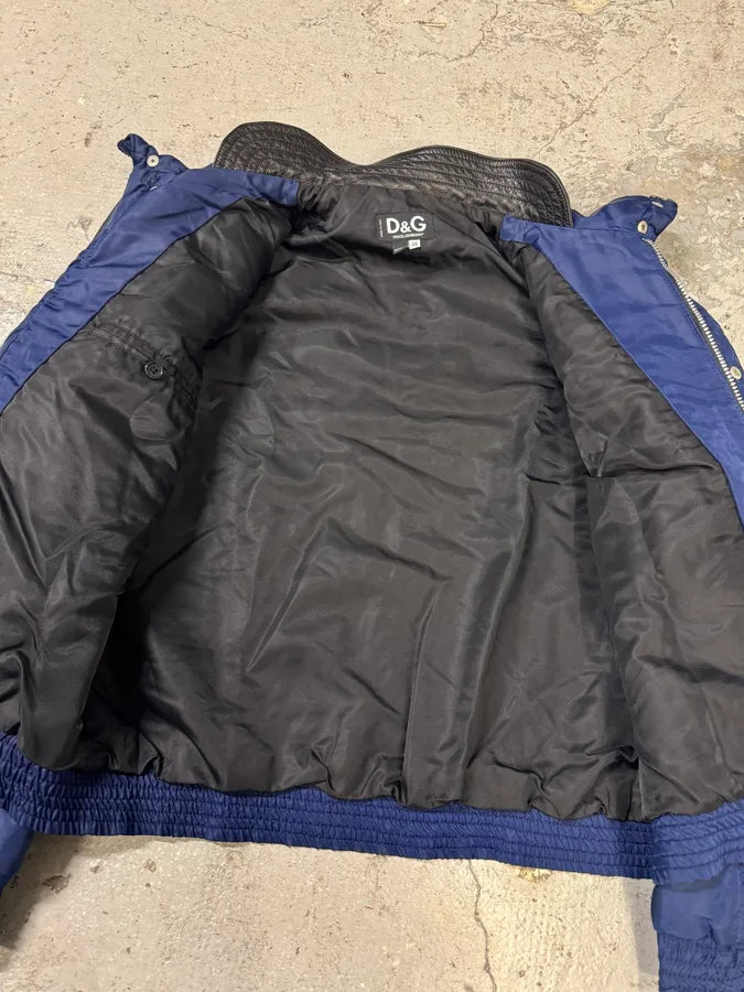 2000s Dolce & Gabbana Navy Bomber Jacket with Detachable Sleeves (M) 11