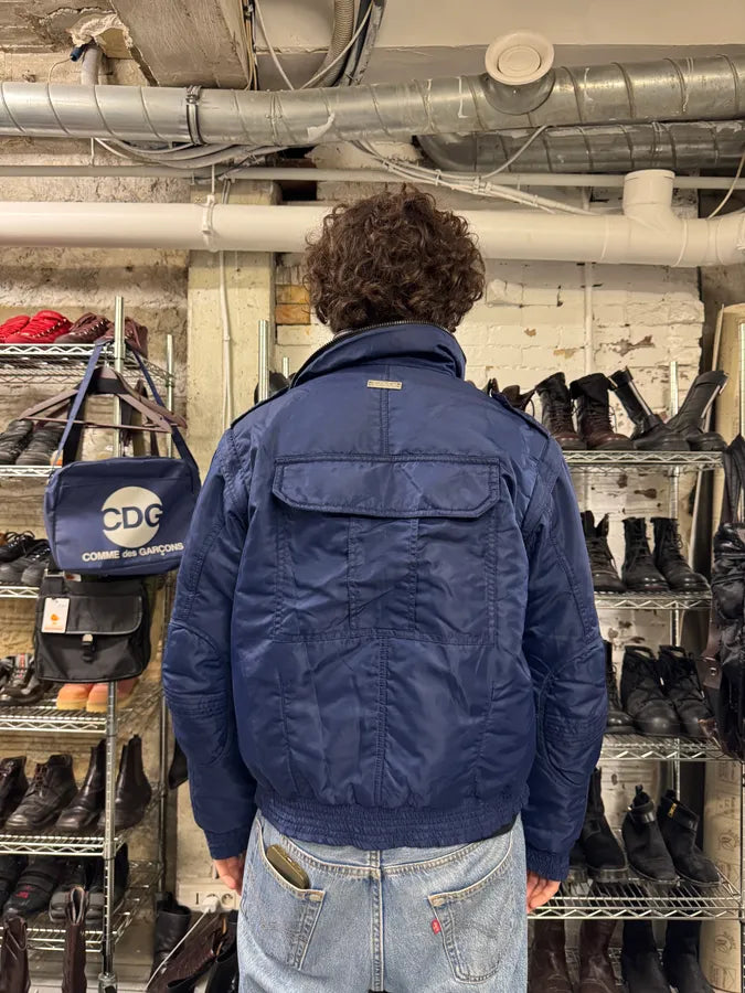 2000s Dolce & Gabbana Navy Bomber Jacket with Detachable Sleeves (M) 3