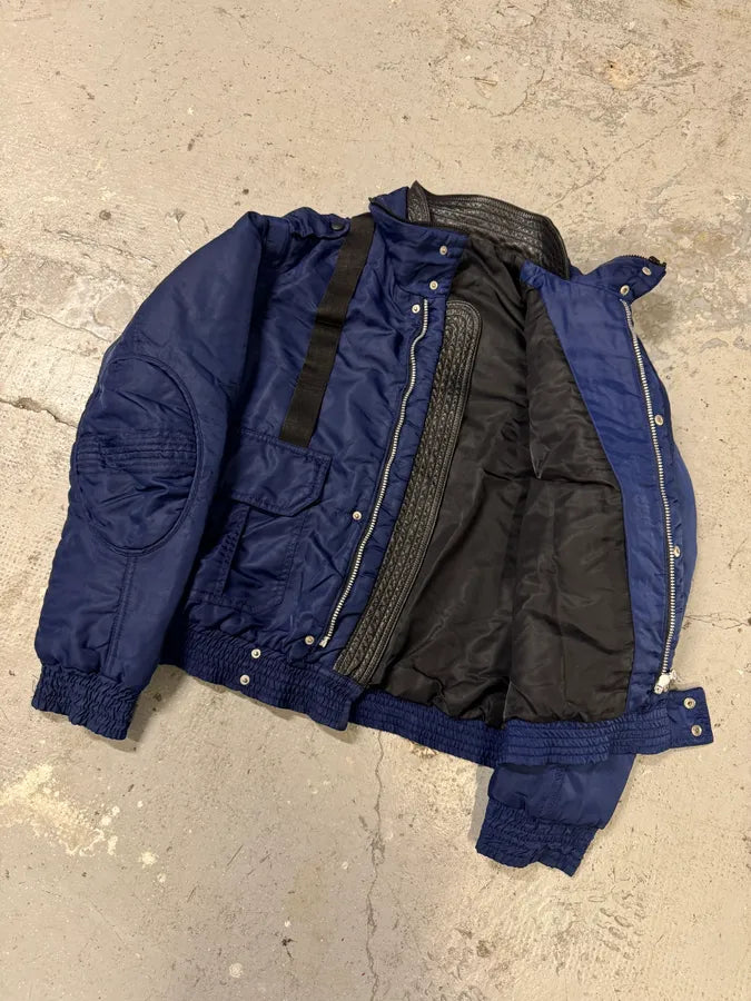 2000s Dolce & Gabbana Navy Bomber Jacket with Detachable Sleeves (M) 4