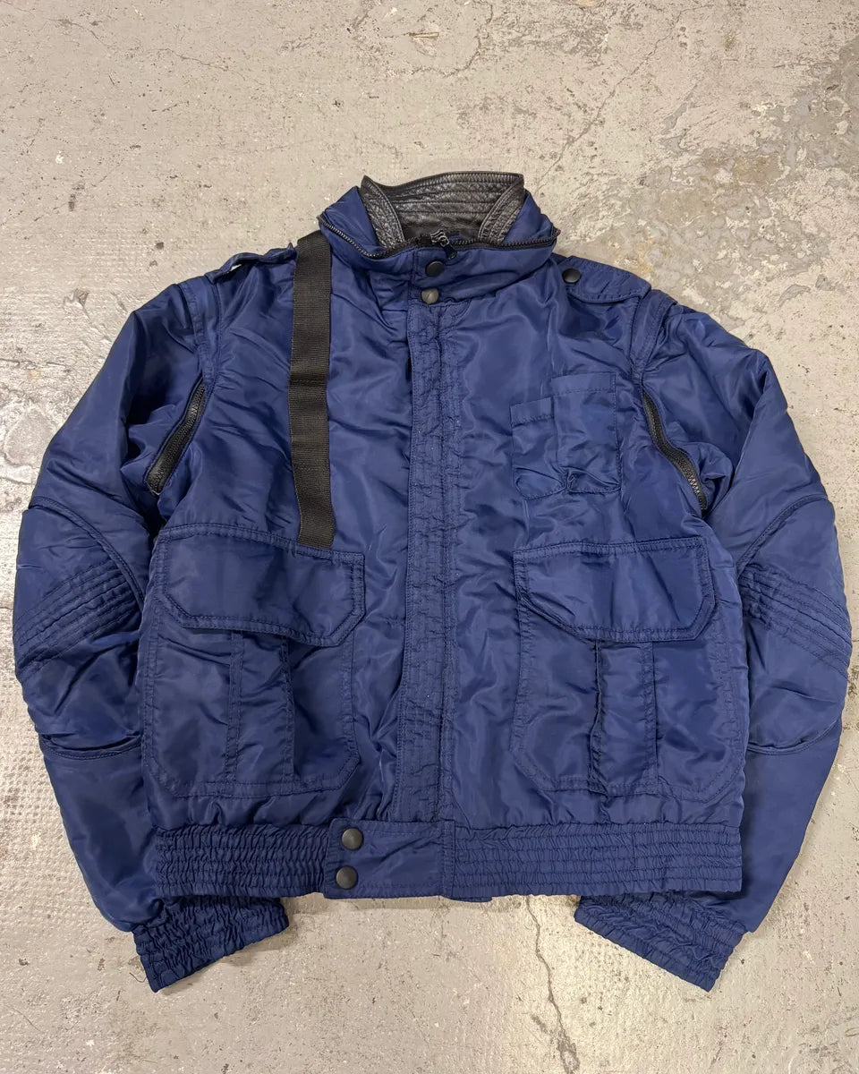 2000s Dolce & Gabbana Navy Bomber Jacket with Detachable Sleeves (M) 5