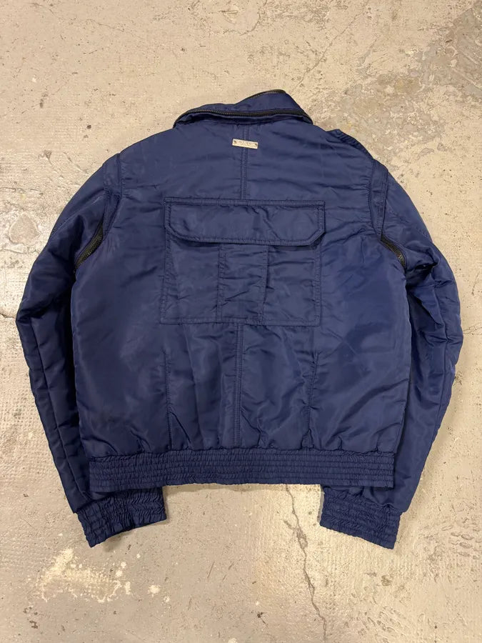 2000s Dolce & Gabbana Navy Bomber Jacket with Detachable Sleeves (M) 7