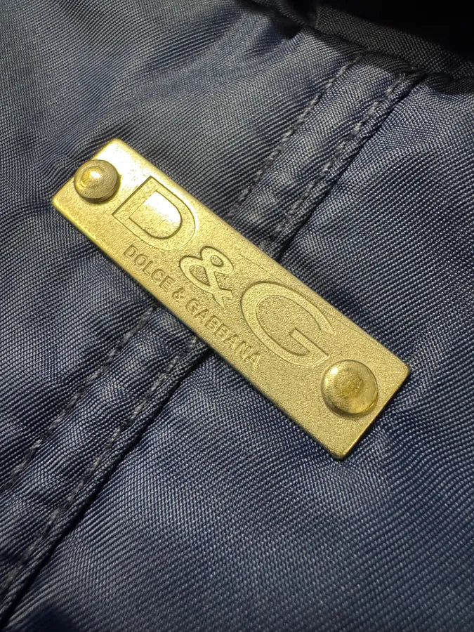 2000s Dolce & Gabbana Navy Bomber Jacket with Detachable Sleeves (M) 8