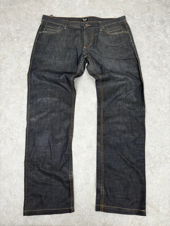 2000s Dolce & Gabbana Navy Brut Large Denim Jeans SGLdAmm 0