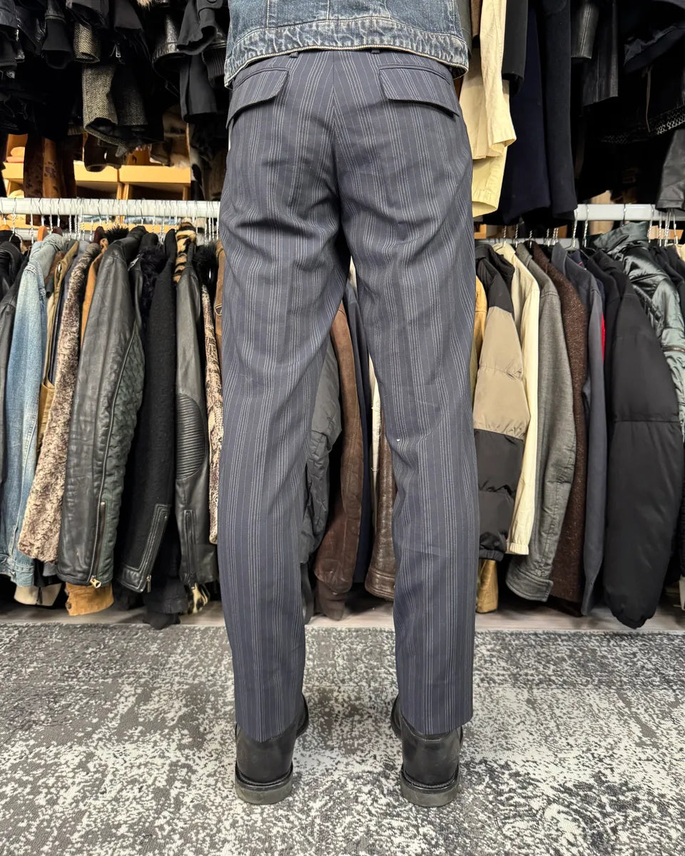 2000s Dolce & Gabbana Navy Classy Striped Pants rdVTfOm 4