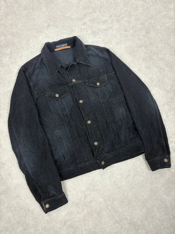 2000s Dolce & Gabbana Navy Cordurroy Jacket  LuiMqFl 3