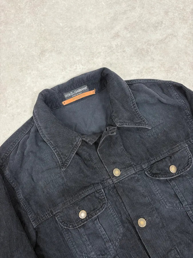 2000s Dolce & Gabbana Navy Cordurroy Jacket  LuiMqFl 4