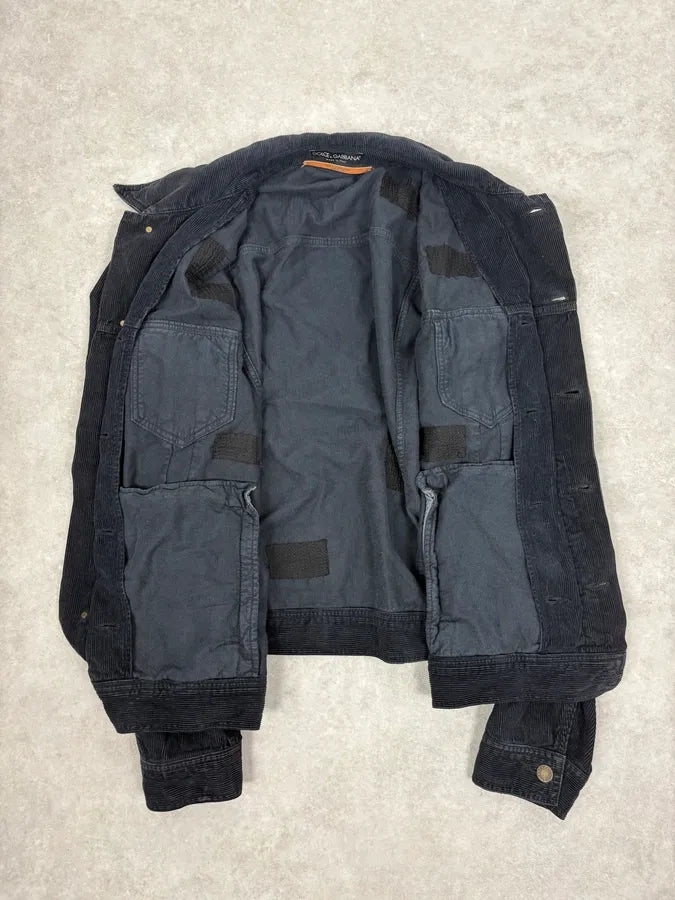 2000s Dolce & Gabbana Navy Cordurroy Jacket  LuiMqFl 7