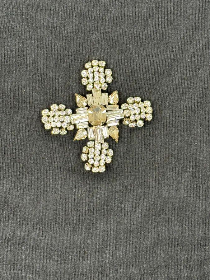 2000s Dolce & Gabbana Navy Crystal Cross T-Shirt lzEacNW 6
