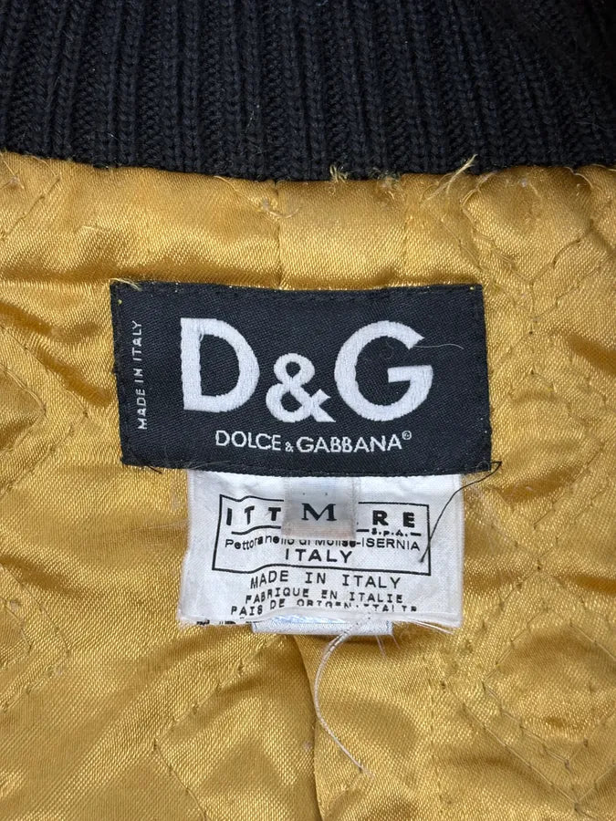 2000s Dolce & Gabbana Navy Denim Buttoned Fur Arms Jacket IwionXZ 10