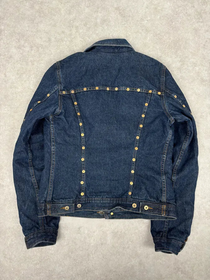 AW2001 Dolce & Gabbana Navy Gold Studded Denim Jacket  DEVbJUe 4