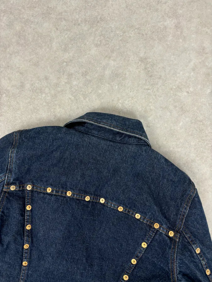 AW2001 Dolce & Gabbana Navy Gold Studded Denim Jacket  DEVbJUe 5