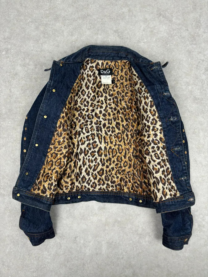 AW2001 Dolce & Gabbana Navy Gold Studded Denim Jacket  DEVbJUe 6