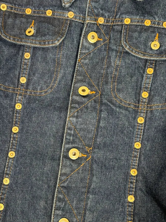 AW2001 Dolce & Gabbana Navy Gold Studded Denim Jacket  DEVbJUe 8