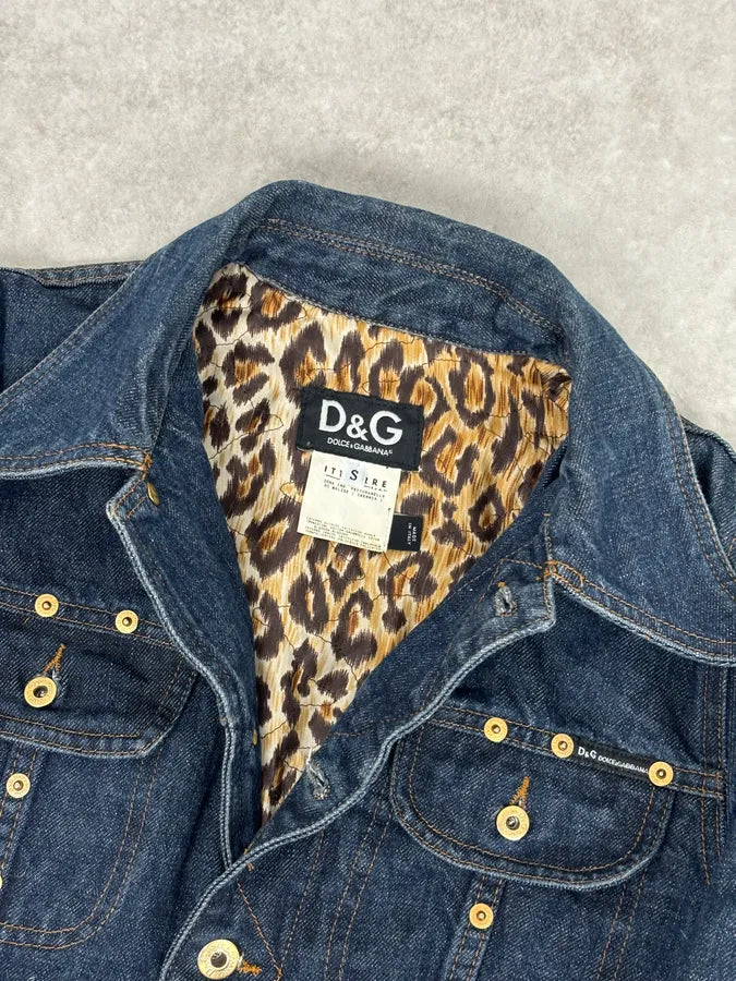 AW2001 Dolce & Gabbana Navy Gold Studded Denim Jacket  DEVbJUe 7