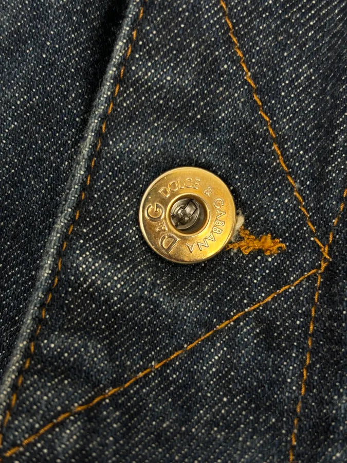 AW2001 Dolce & Gabbana Navy Gold Studded Denim Jacket  DEVbJUe 9