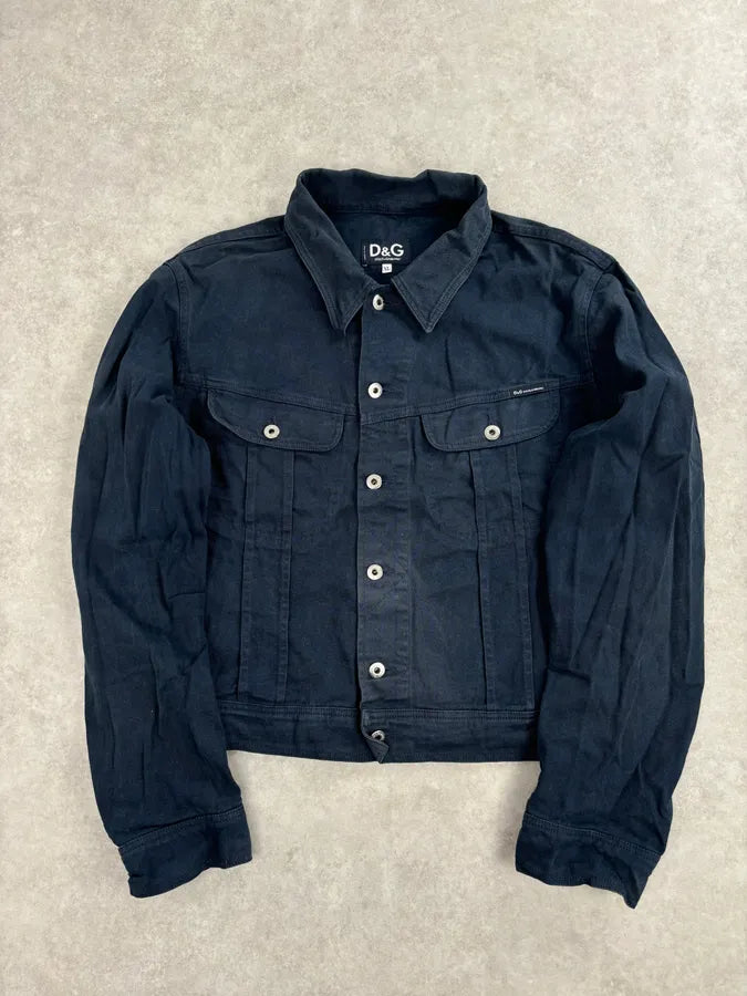 2000s Dolce & Gabbana Navy Trucker Jacket fFDmXTy 0