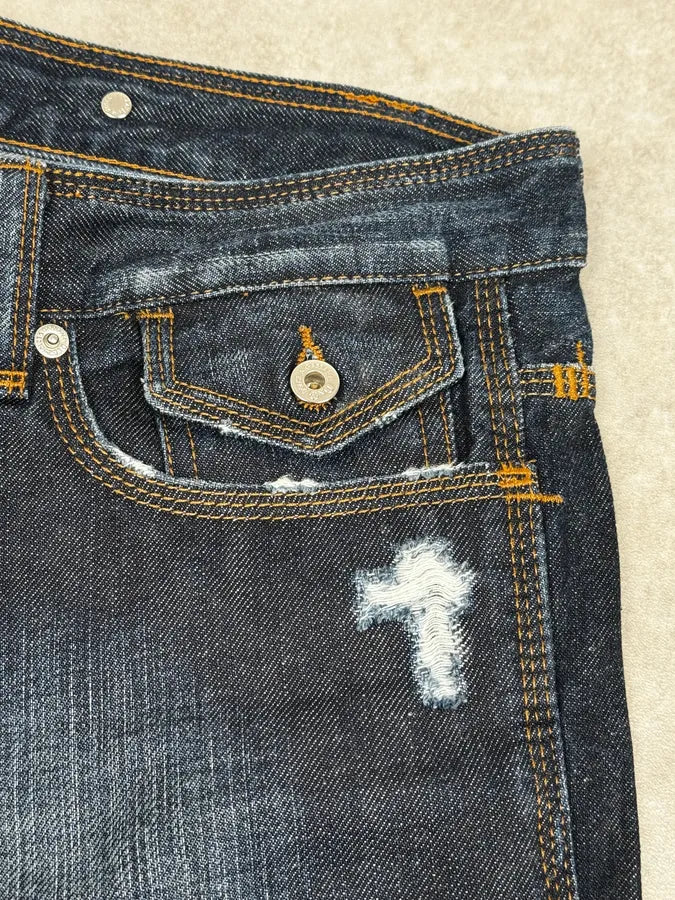 2000s Dolce & Gabbana Navy Distressed Brut Denim Jeans ySOFJwx 7