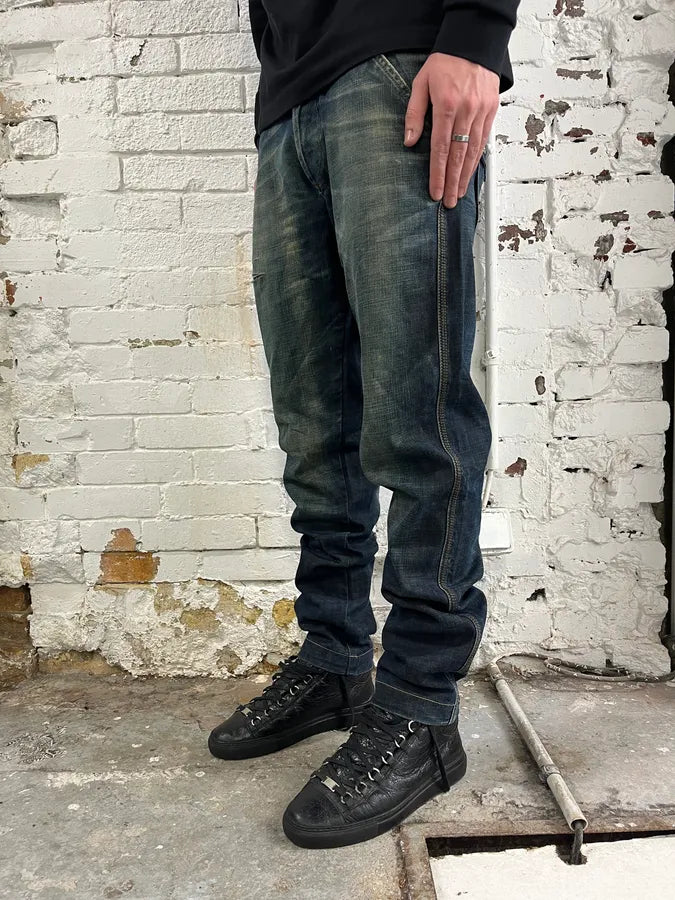 2000s Dolce & Gabbana Navy Faded Denim Jeans gITxcYD 1