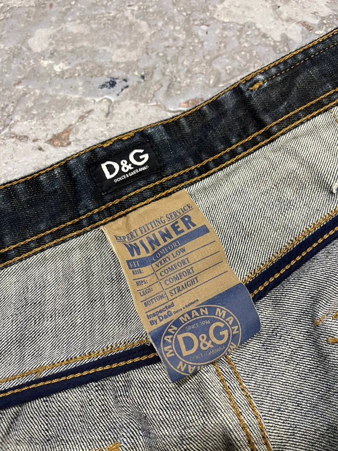2000s Dolce & Gabbana Navy Faded Denim Jeans gITxcYD 10