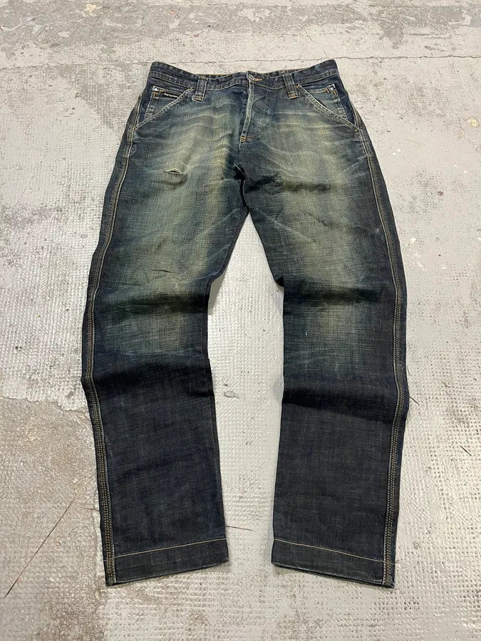 2000s Dolce & Gabbana Navy Faded Denim Jeans gITxcYD 3
