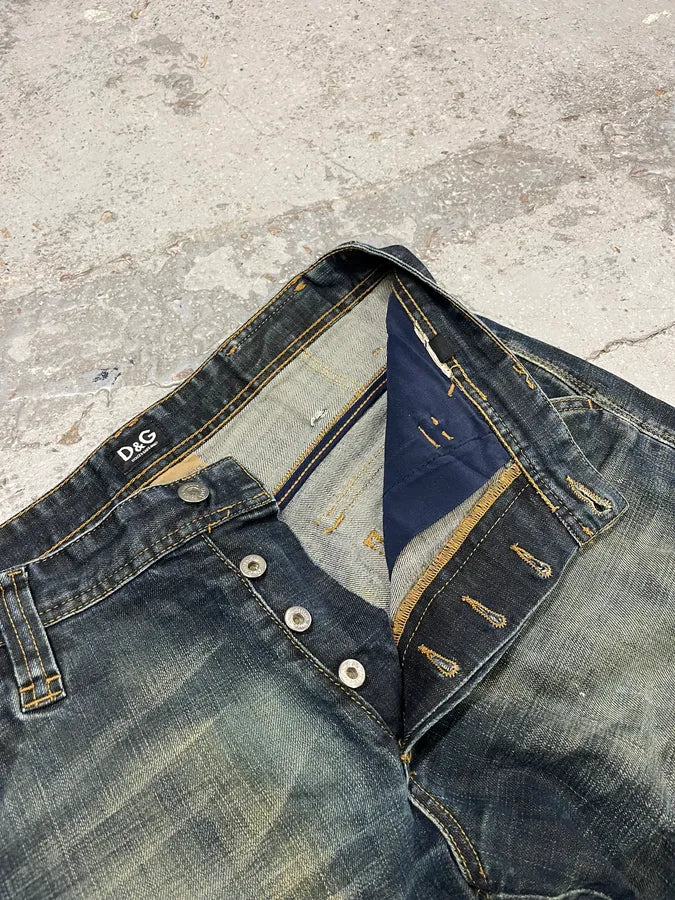 2000s Dolce & Gabbana Navy Faded Denim Jeans gITxcYD 9