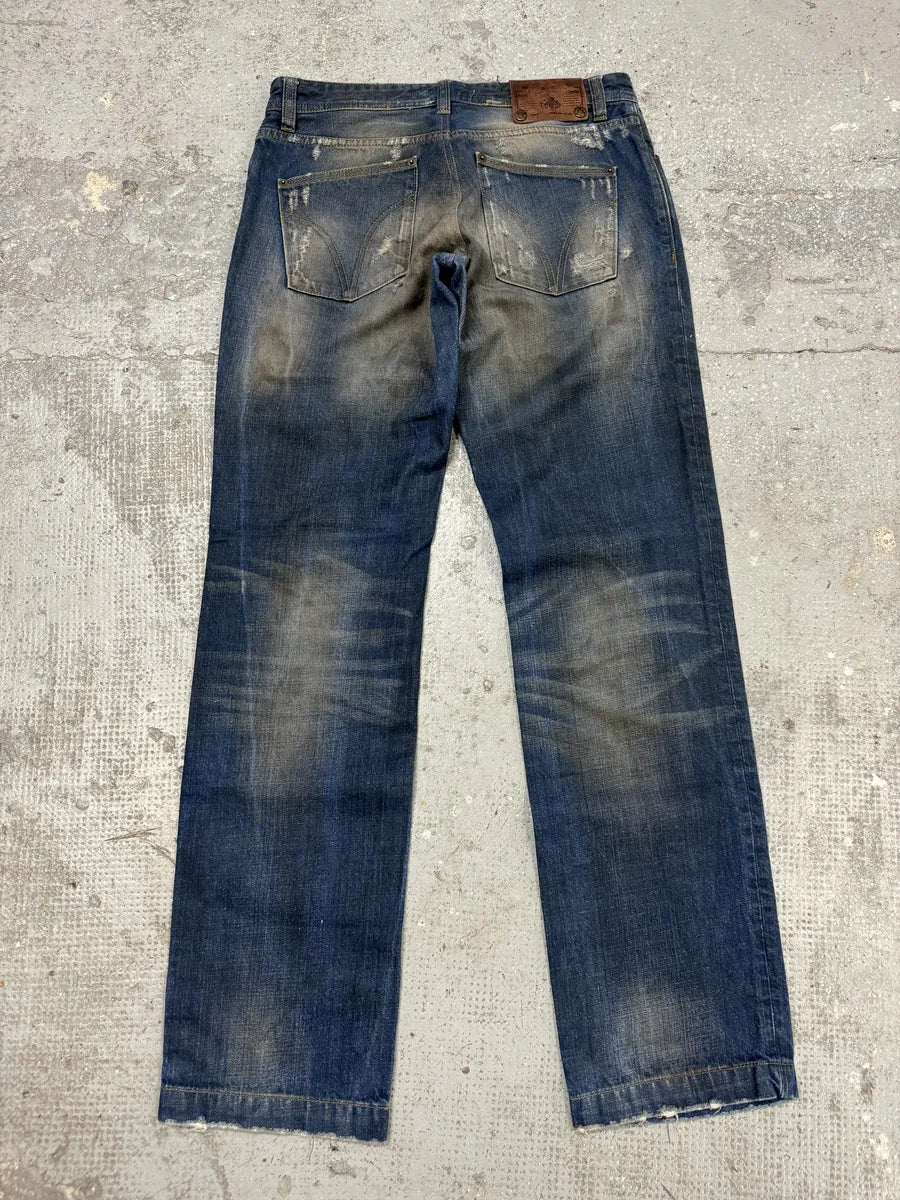 2000s Dolce & Gabbana Navy Faded Denim Jeans (M/L) WIOmMnR 4