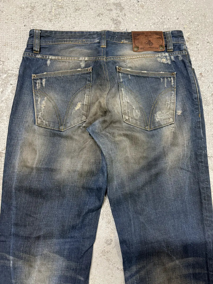 2000s Dolce & Gabbana Navy Faded Denim Jeans (M/L) WIOmMnR 5