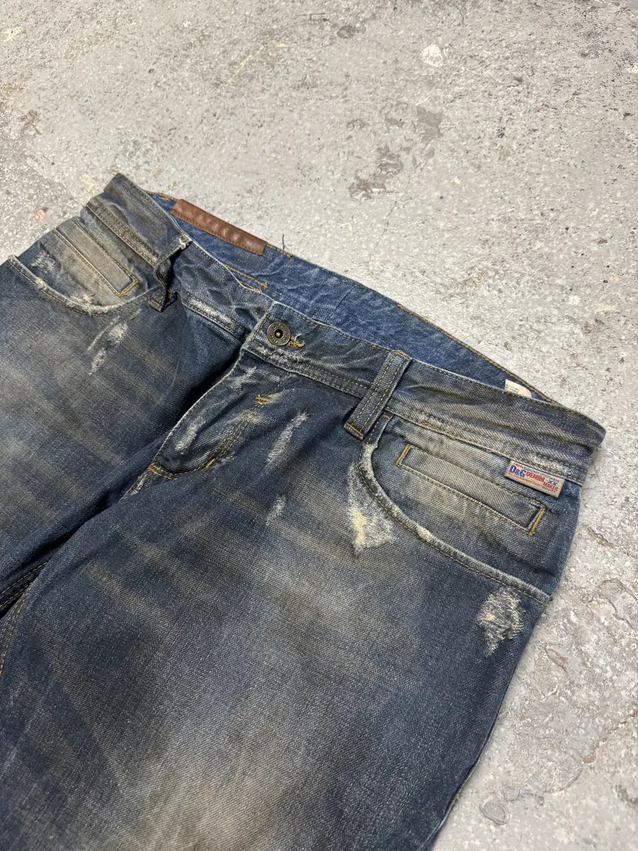 2000s Dolce & Gabbana Navy Faded Denim Jeans (M/L) WIOmMnR 9