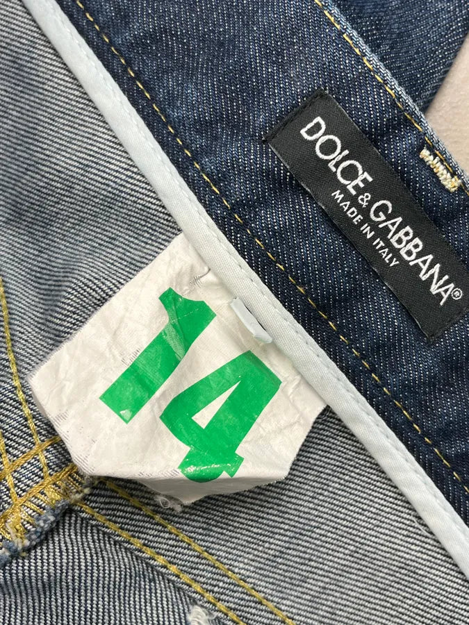 2000s Dolce & Gabbana Navy Faded Straight Denim Jeans xdcuPJQ 11
