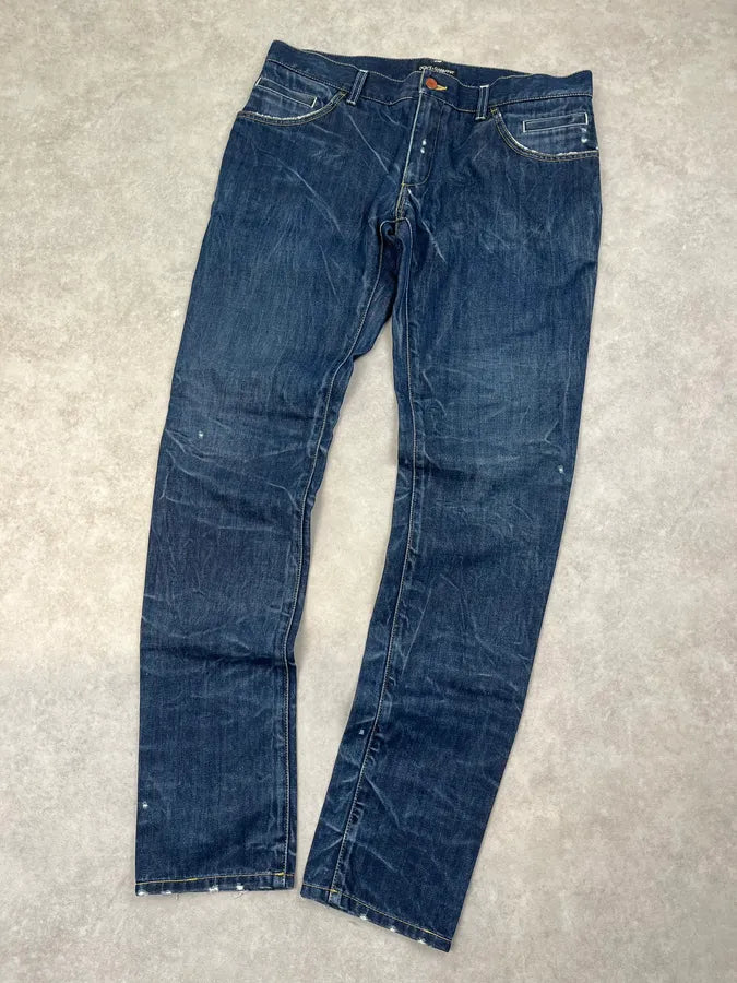 2000s Dolce & Gabbana Navy Faded Straight Denim Jeans xdcuPJQ 4