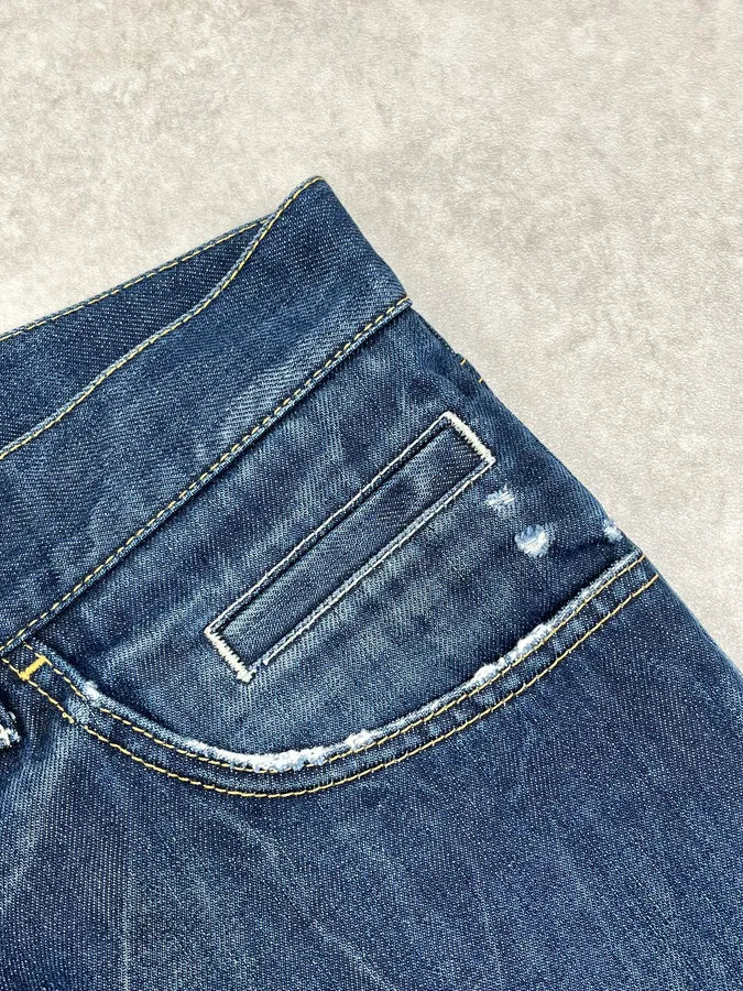 2000s Dolce & Gabbana Navy Faded Straight Denim Jeans xdcuPJQ 9
