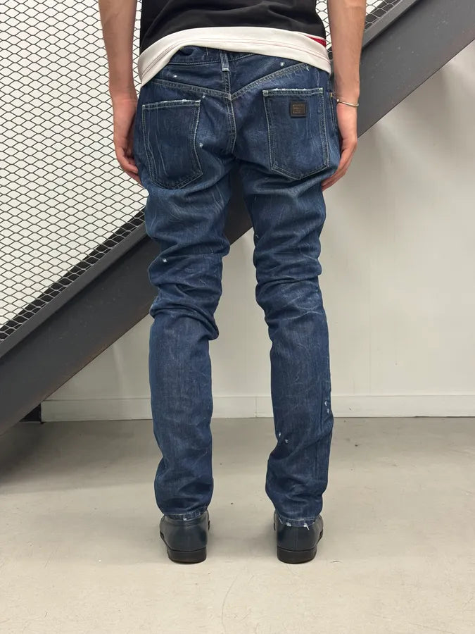 2000s Dolce & Gabbana Navy Faded Straight Denim Jeans xdcuPJQ 3