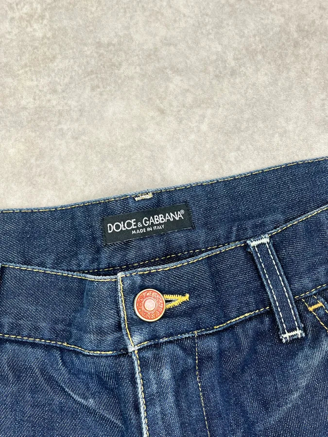 2000s Dolce & Gabbana Navy Faded Straight Denim Jeans xdcuPJQ 8