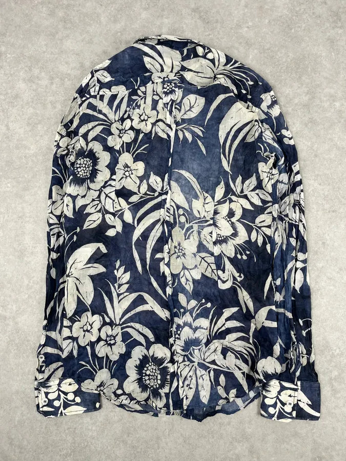 2000s Dolce & Gabbana Navy Floral Exotic Shirt qqPWhHL 5