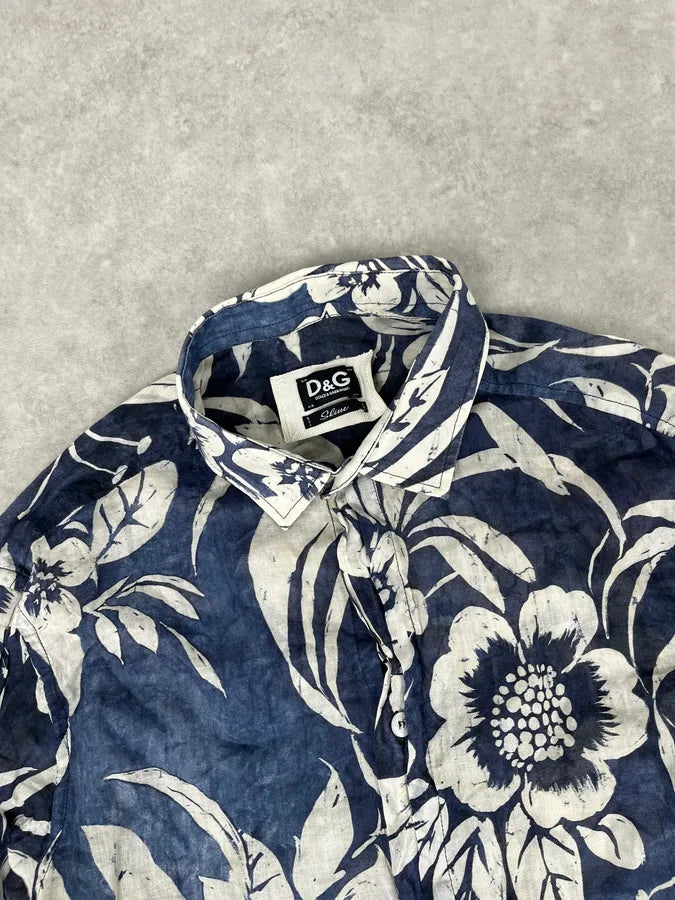 2000s Dolce & Gabbana Navy Floral Exotic Shirt qqPWhHL 4