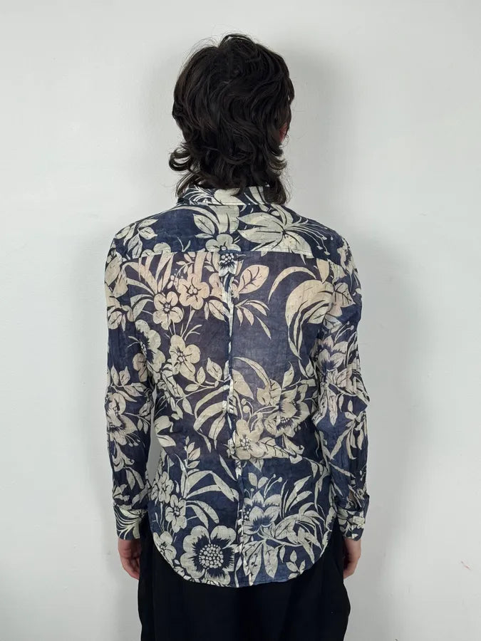 2000s Dolce & Gabbana Navy Floral Exotic Shirt qqPWhHL 2