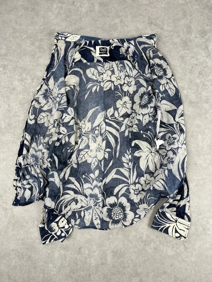 2000s Dolce & Gabbana Navy Floral Exotic Shirt qqPWhHL 7