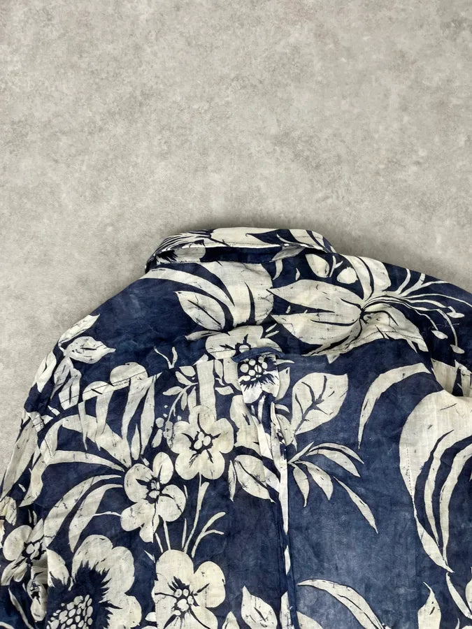 2000s Dolce & Gabbana Navy Floral Exotic Shirt qqPWhHL 6