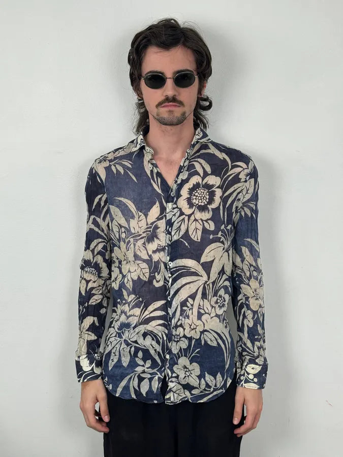 2000s Dolce & Gabbana Navy Floral Exotic Shirt qqPWhHL 1