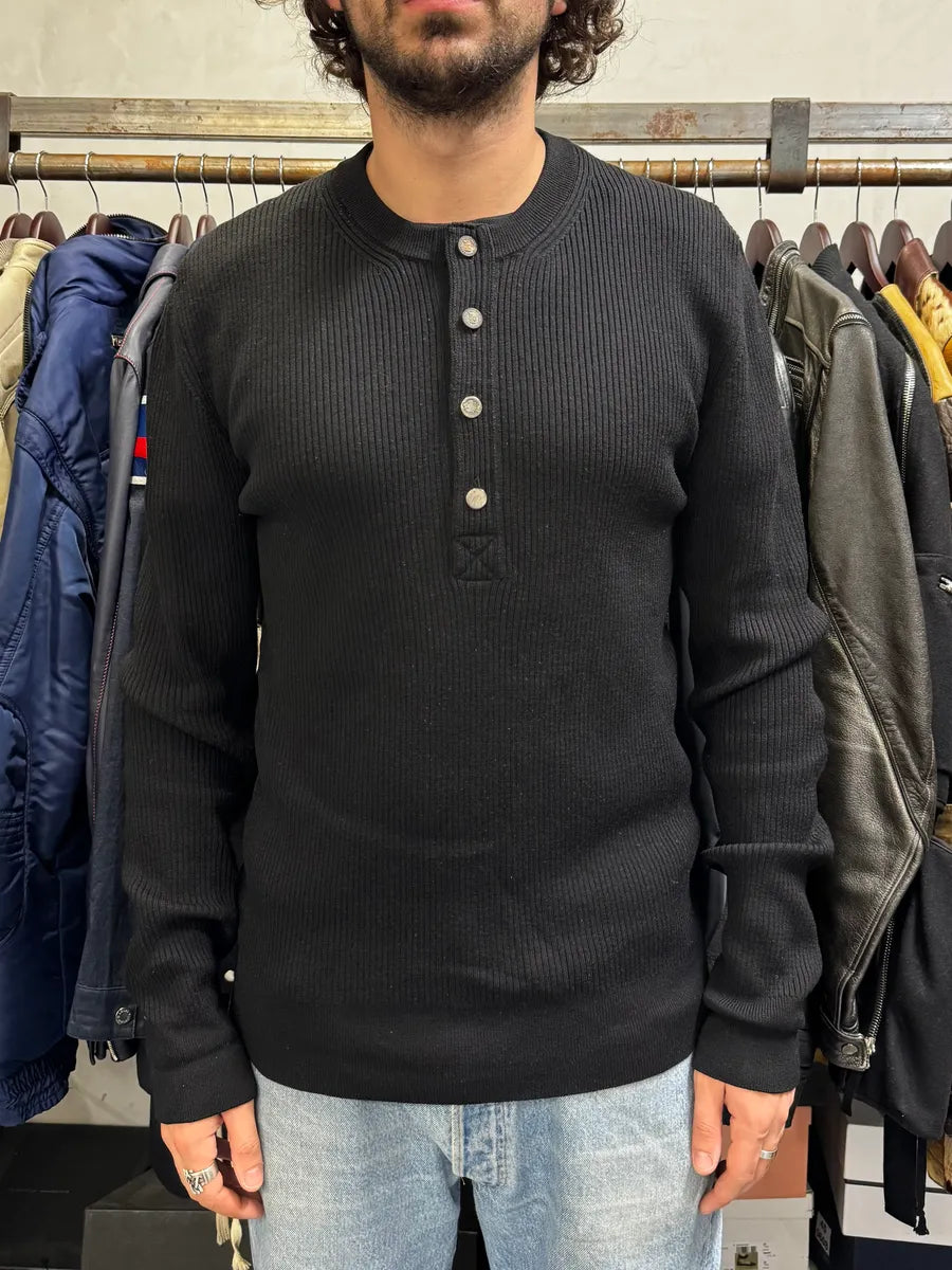 2000s Dolce & Gabbana Navy Henley Buttoned Sweater KRfslxL 1