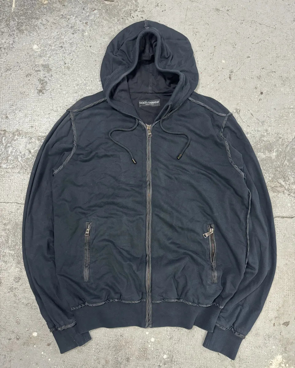 2000s Dolce & Gabbana Navy Hooded Zip-up Sweater (L) 0