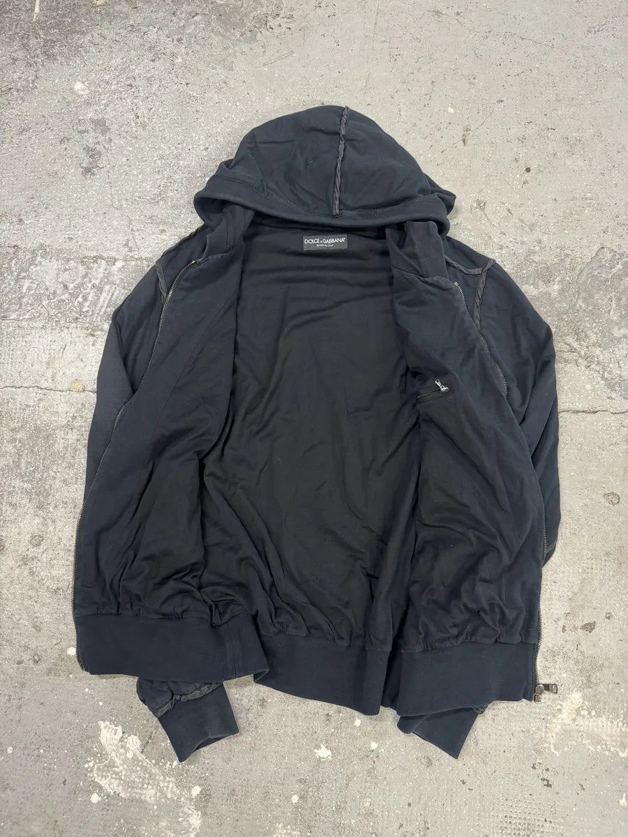 2000s Dolce & Gabbana Navy Hooded Zip-up Sweater (L) 2