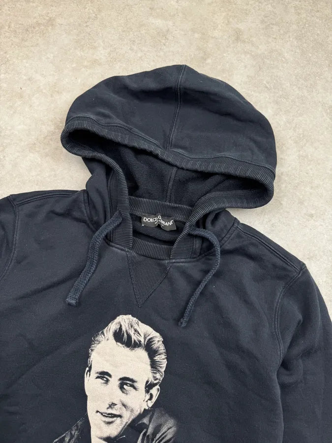 2000s Dolce & Gabbana Navy James Dean Portrait Hoodie hzWUqGM 4